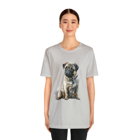 Loving Pug in Watercolor - Short Sleeve Tee